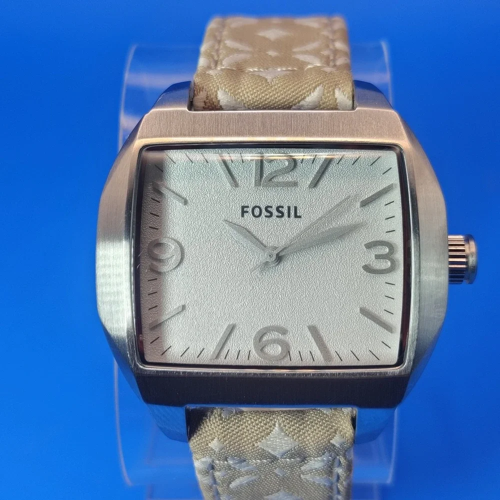 Vintage 2003 Fossil TV 32mm Women's Quartz Watch Monogram Strap Fully Restored